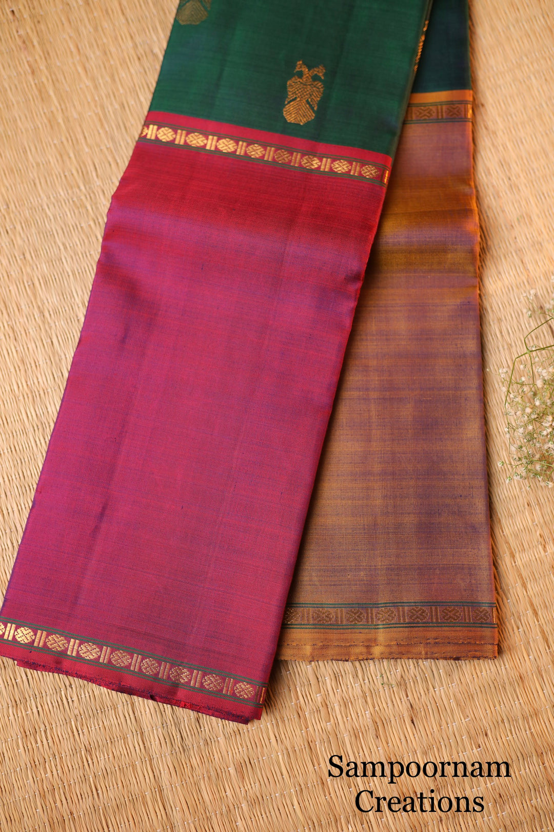 A Vintage Classic Kanjivaram Mubbagam with Kalakshetra Kili Pallu