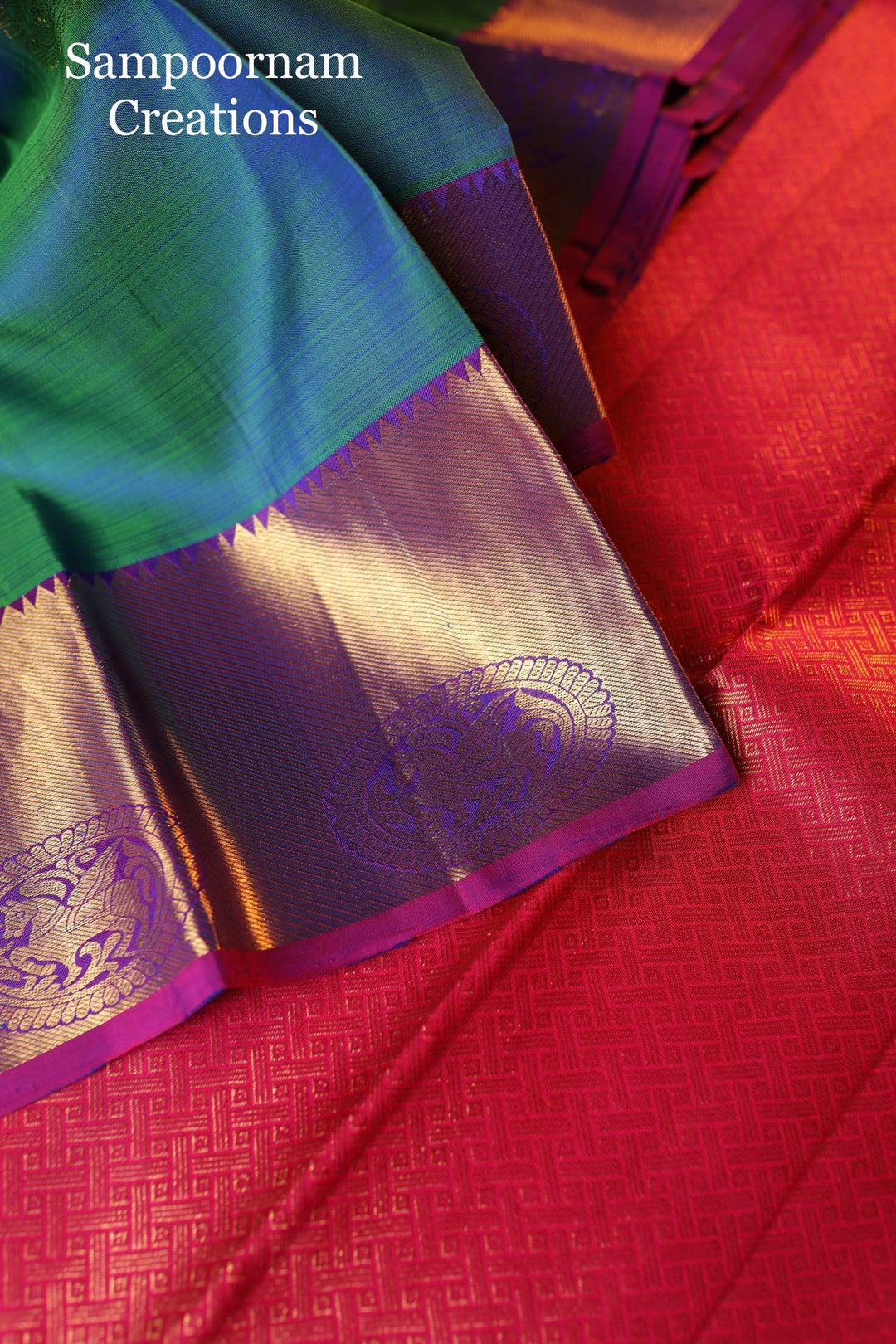 A Classic Mayil Kazhuthu/Pink with Horse Zari Rich Butta with Rich Pallu Kanjivaram Silk Saree