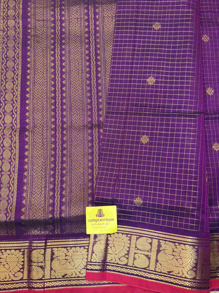 Vadamalli with Red Selvedge , Zari Butta in the Body , Zari Kattam , Traditional Rettapet Borders and Rich Pallu Semi Silk Cotton Saree