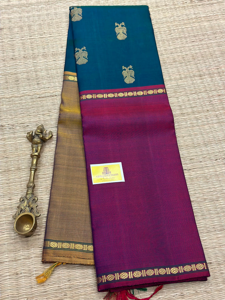 A Vintage Classic Kanjivaram Mubbagam with Kalakshetra Kili Pallu