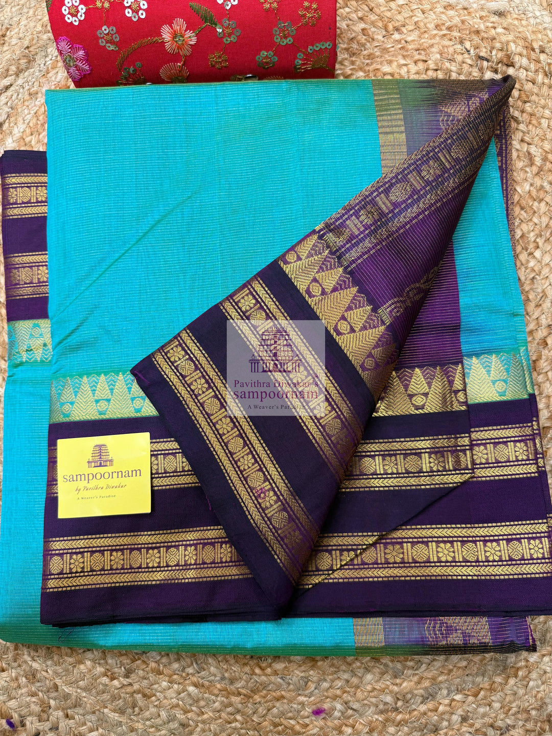 Ramar Blue with Purple , Vairaoosi Zari Lines in the body traditional borders and rich  Pallu Korvai Silk Cotton Saree
