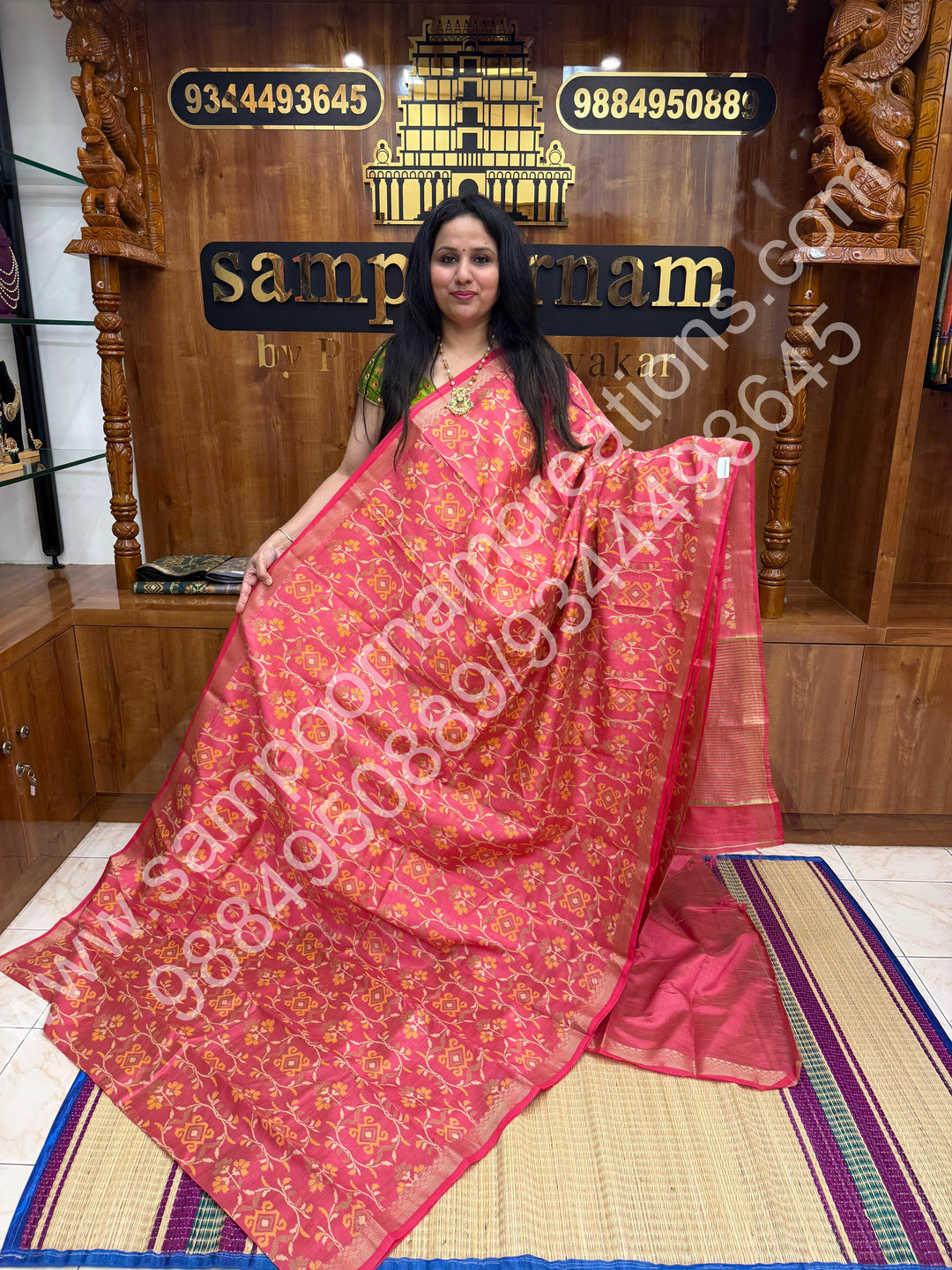 Baby Pink  , Floral Prints in the body , tissue Pallu and Printed Blouse Semi Tussar Saree