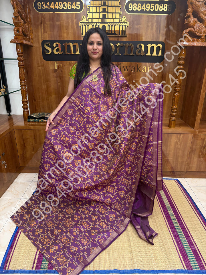 Vadamalli , Floral  Prints in the body , tissue Pallu and Printed Blouse Semi Tussar Saree