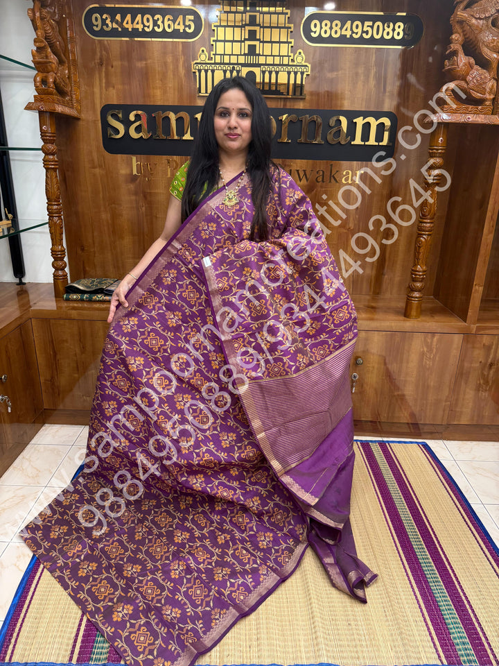 Vadamalli , Floral  Prints in the body , tissue Pallu and Printed Blouse Semi Tussar Saree