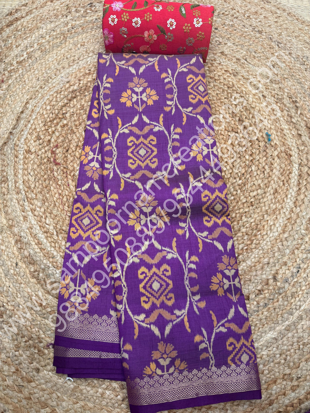 Vadamalli , Floral  Prints in the body , tissue Pallu and Printed Blouse Semi Tussar Saree