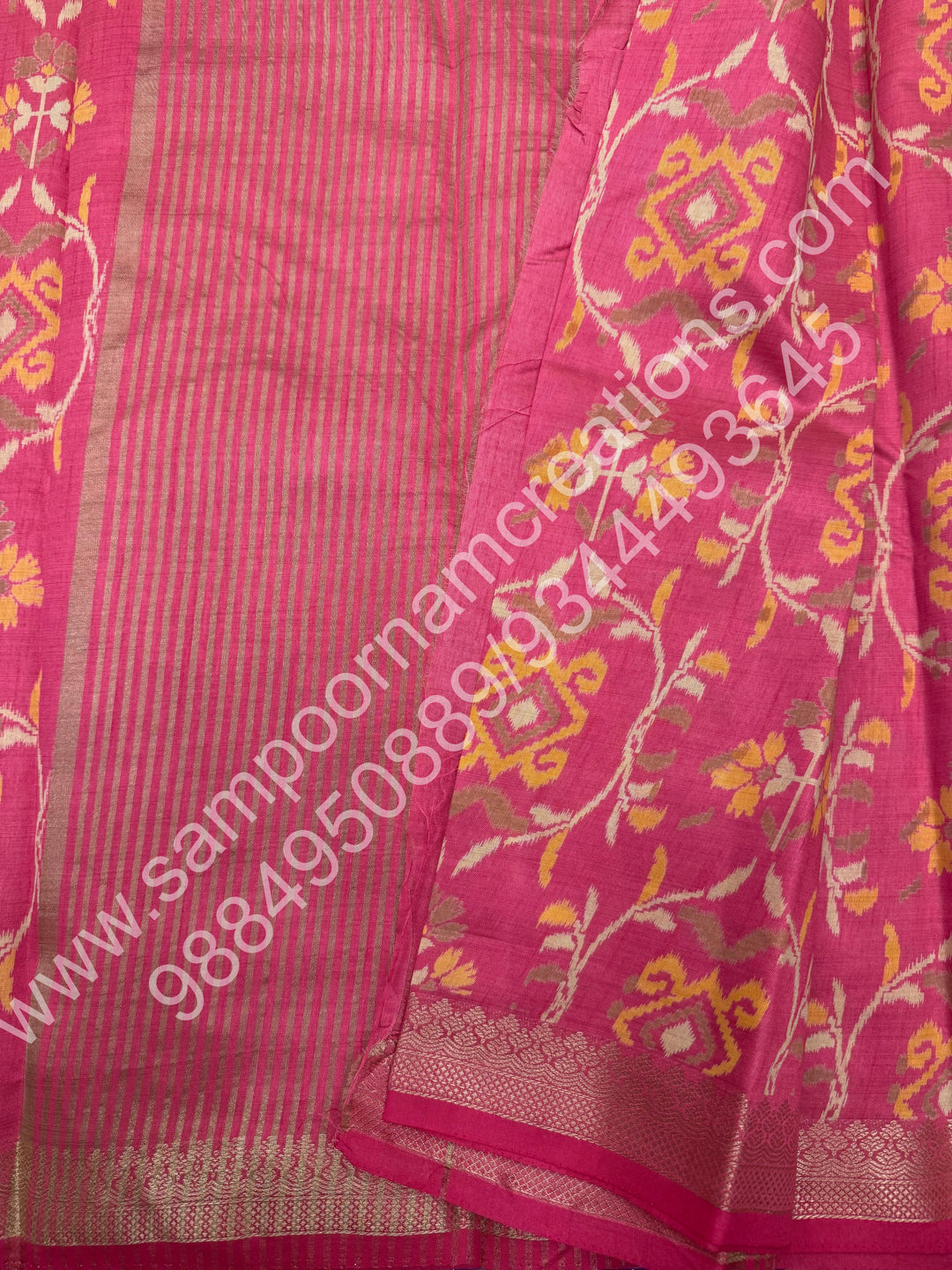 Baby Pink  , Floral Prints in the body , tissue Pallu and Printed Blouse Semi Tussar Saree