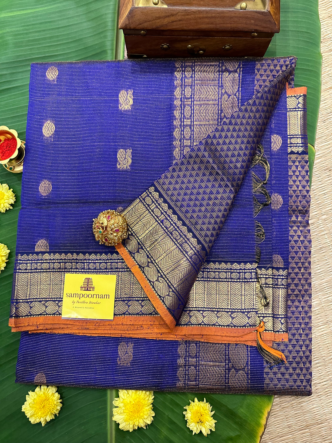 Blue with Zari Butta Vairaoosi Silk Cotton Saree