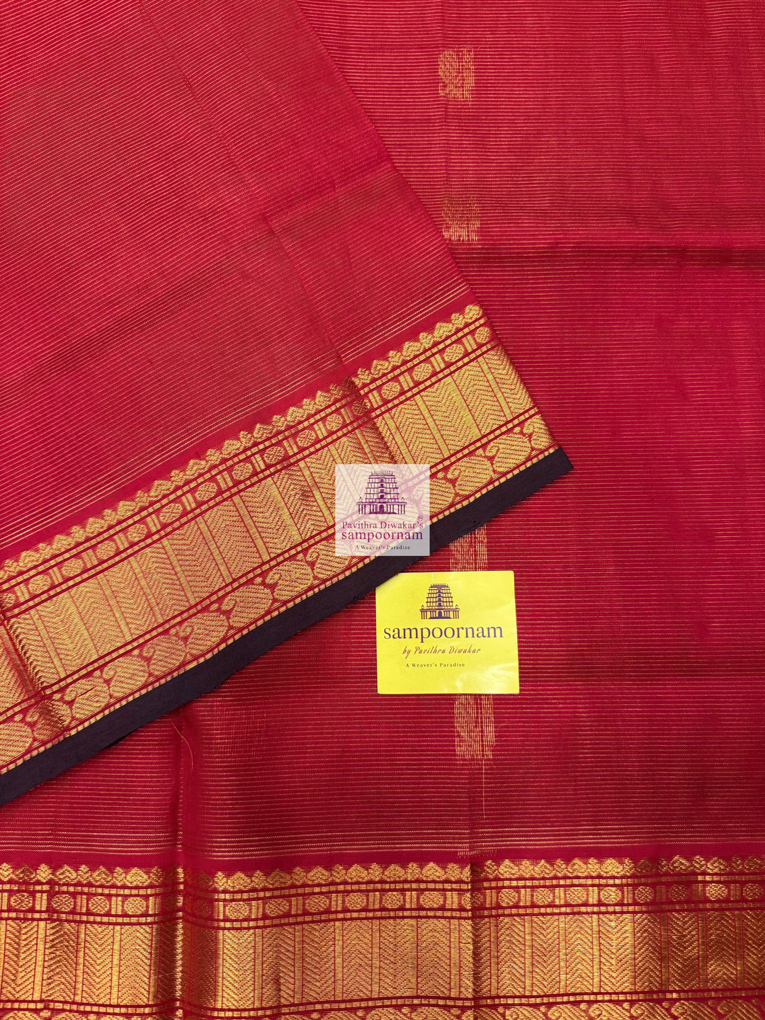 Classic Red , Maroon Selvedge , Annam  Zari Butta and  Vairaoosi Zari lines in the body , traditional borders and rich Pallu Silk Cotton Sarees