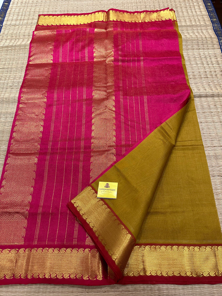 Mustard with Pink Vairaoosi Silk Cotton Saree