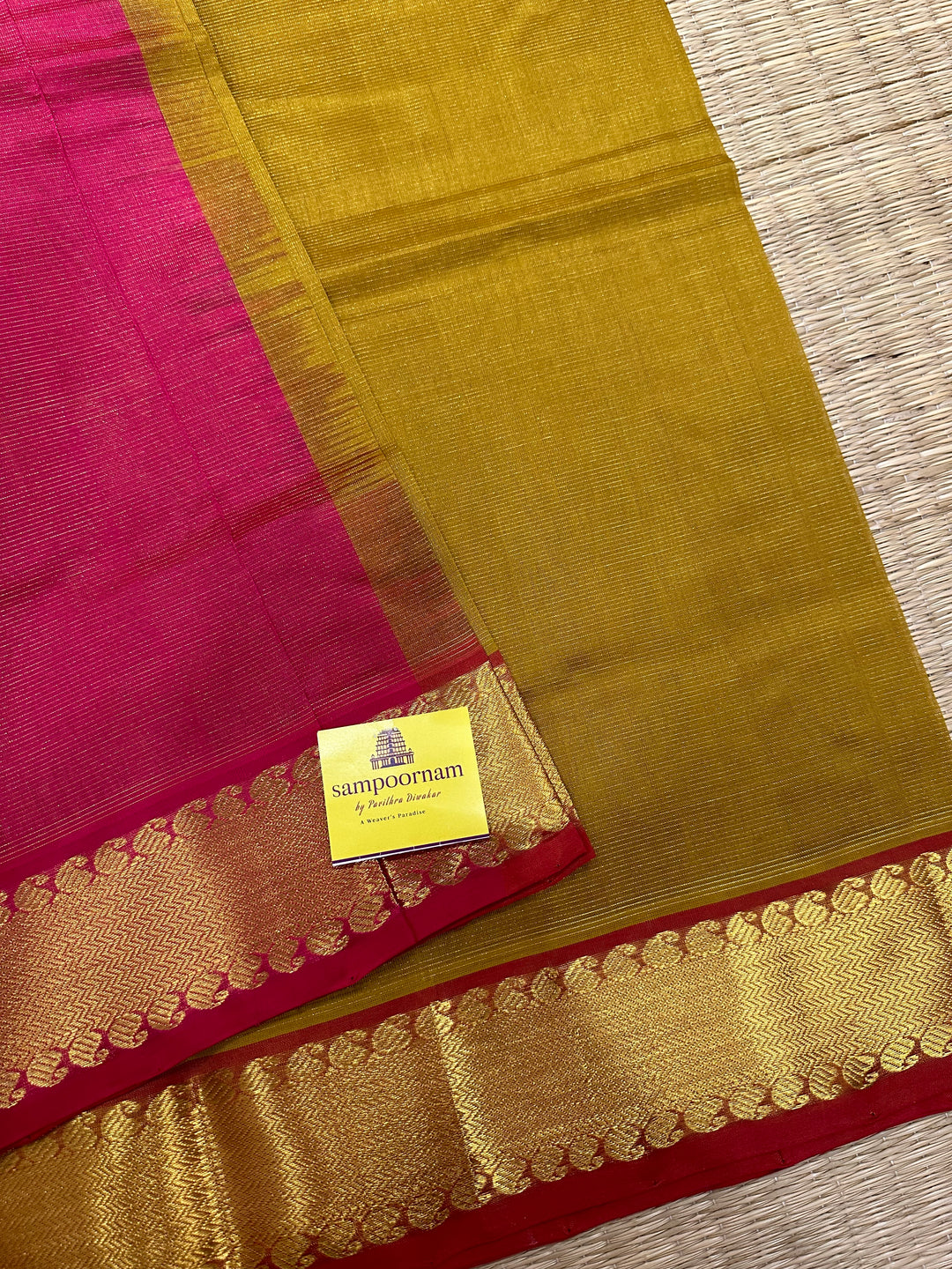 Mustard with Pink Vairaoosi Silk Cotton Saree