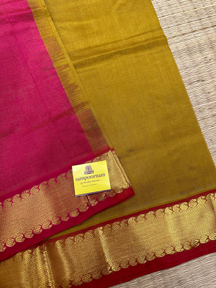 Mustard with Pink Vairaoosi Silk Cotton Saree