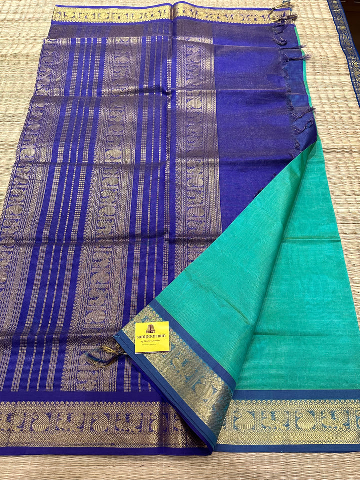 Rexona Green with Blue Vairaoosi Silk Cotton Saree