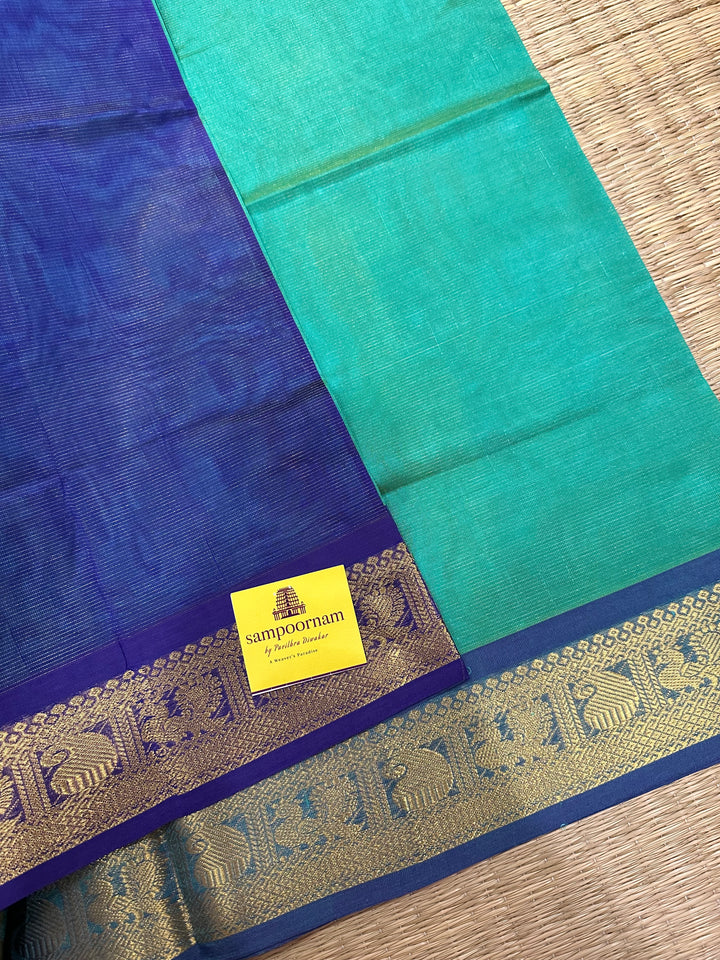 Rexona Green with Blue Vairaoosi Silk Cotton Saree