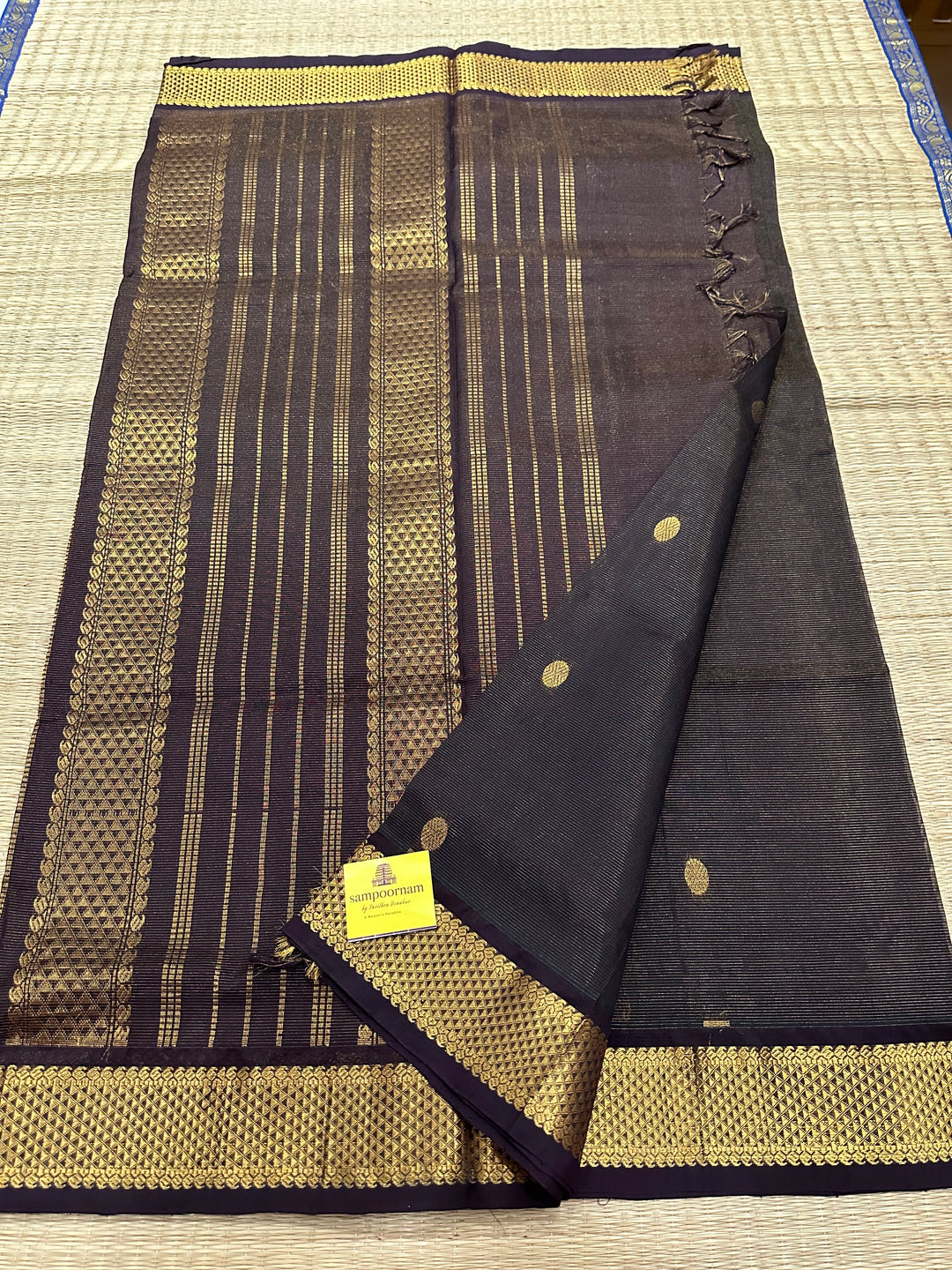 Dark Brown with Rich Body Butta Vairaoosi Silk Cotton Saree