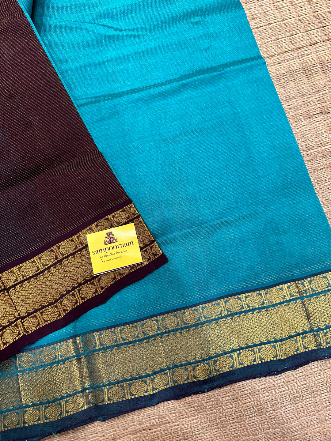 Blue with Brown Vairaoosi Silk Cotton Saree